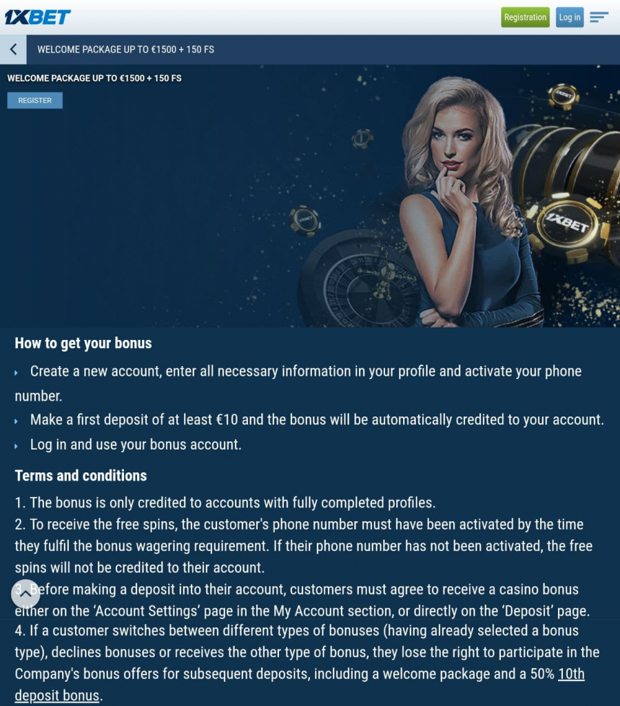1xBet Bonus Terms and Conditions